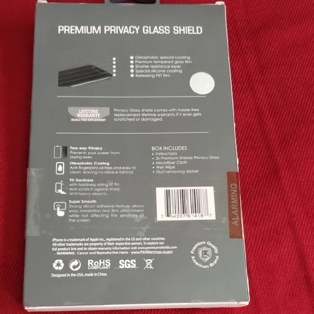 PSD Privacy Glass Screen Protector for iPhone 16 Pro Max - Black